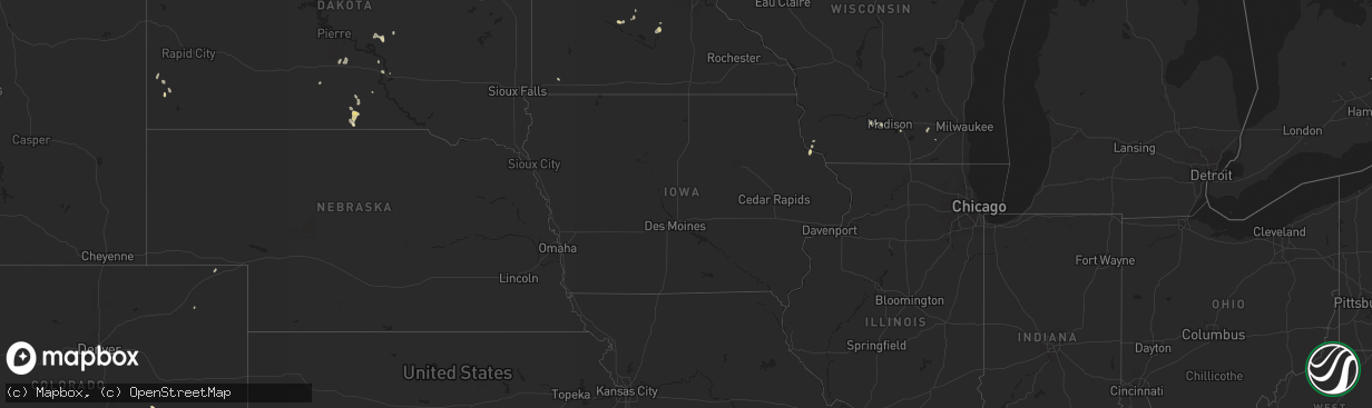 Hail map in Iowa on July 21, 2024