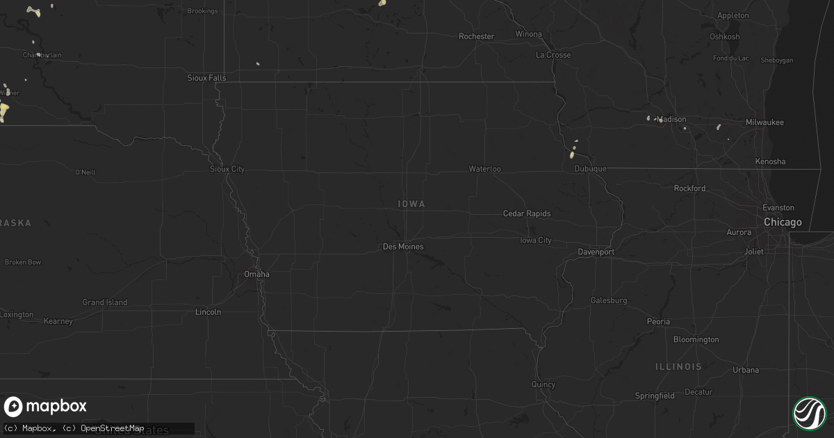 Hail map in Iowa on July 21, 2024
