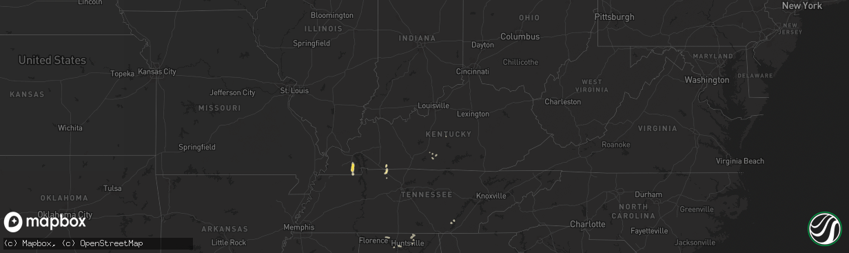 Hail map in Kentucky on July 21, 2024