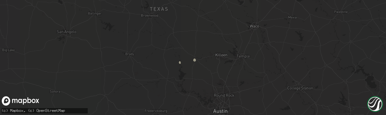 Hail map in Lampasas, TX on July 21, 2024