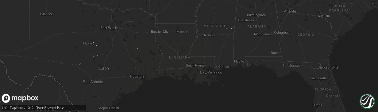 Hail map in Louisiana on July 21, 2024