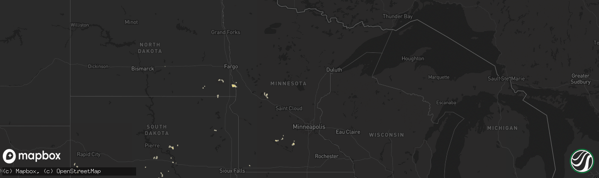 Hail map in Minnesota on July 21, 2024