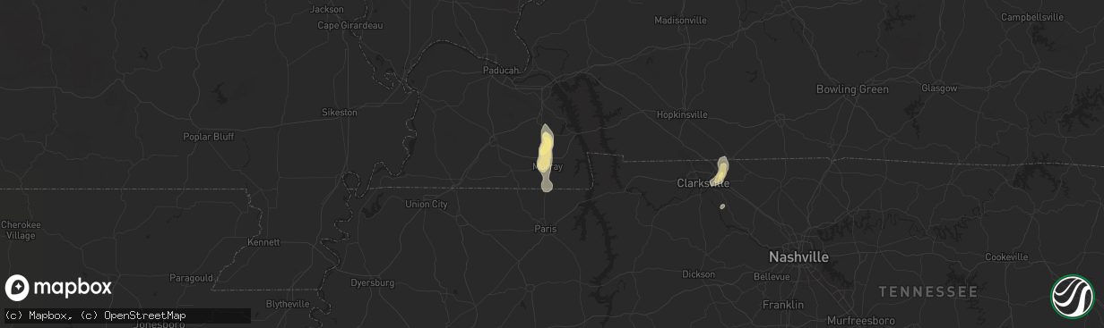 Hail map in Murray, KY on July 21, 2024