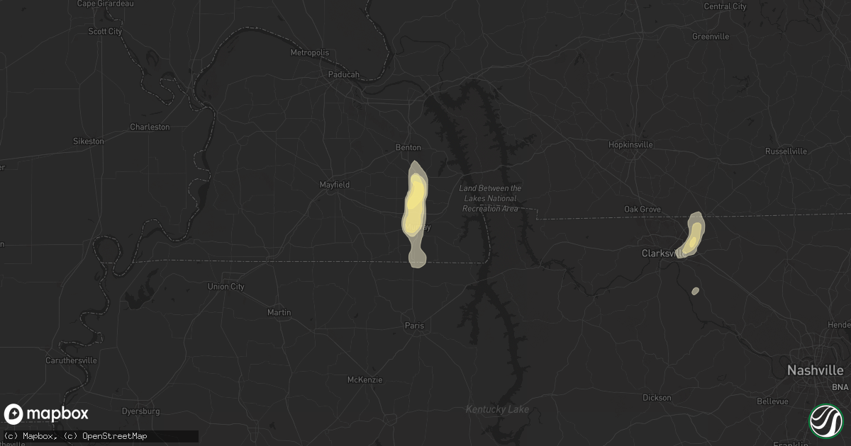 Hail map in Murray, KY on July 21, 2024