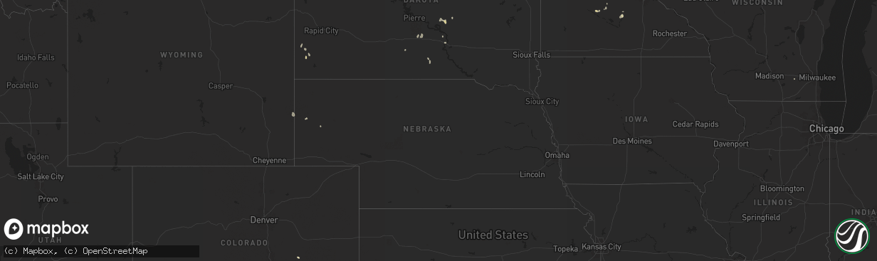 Hail map in Nebraska on July 21, 2024