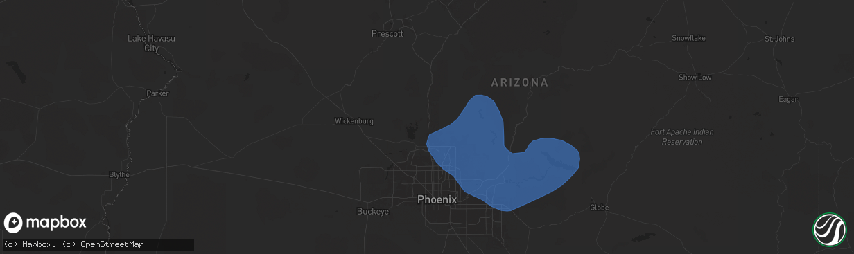 Hail map in New River, AZ on July 21, 2024