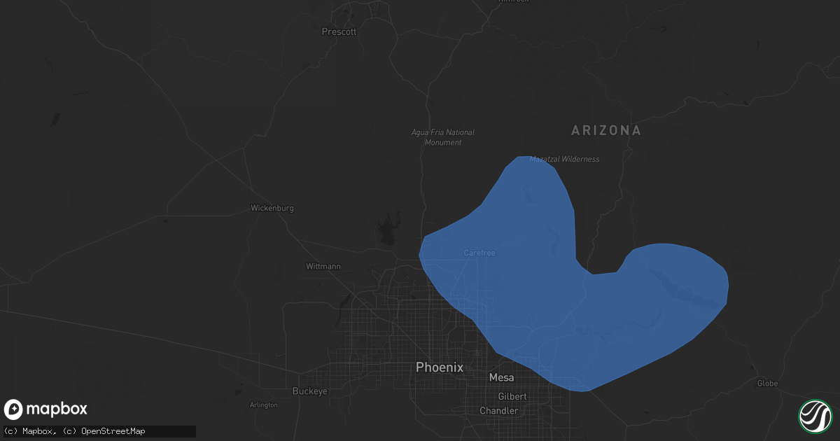 Hail map in New River, AZ on July 21, 2024
