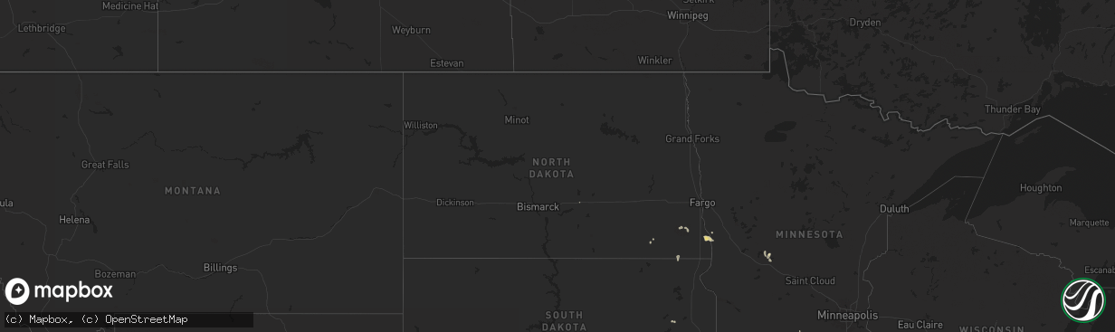 Hail map in North Dakota on July 21, 2024