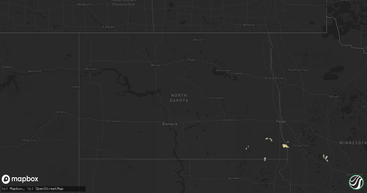 Hail map in North Dakota on July 21, 2024