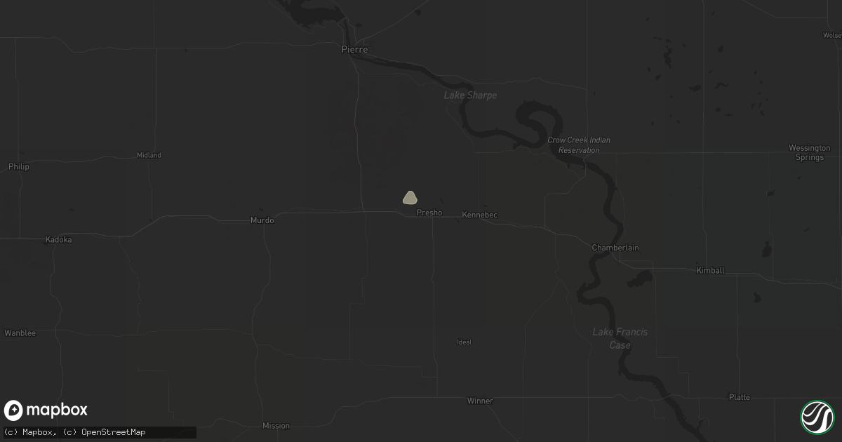 Hail map in Presho, SD on July 21, 2024