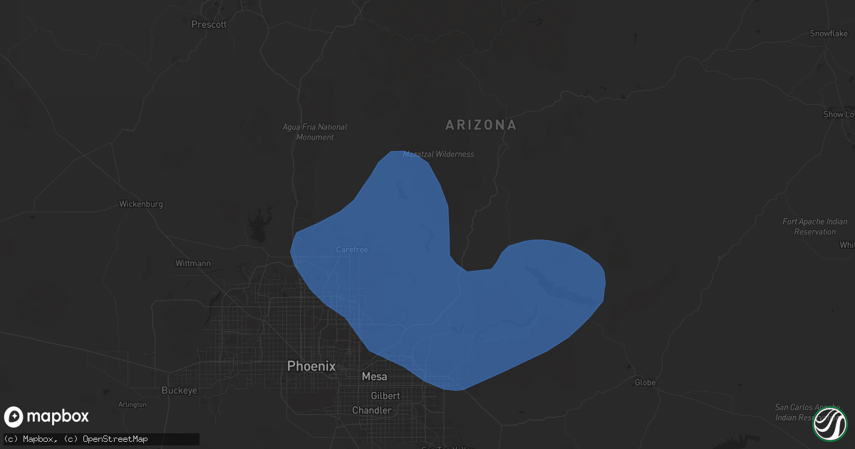 Hail map in Rio Verde, AZ on July 21, 2024