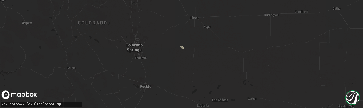 Hail map in Rush, CO on July 21, 2024