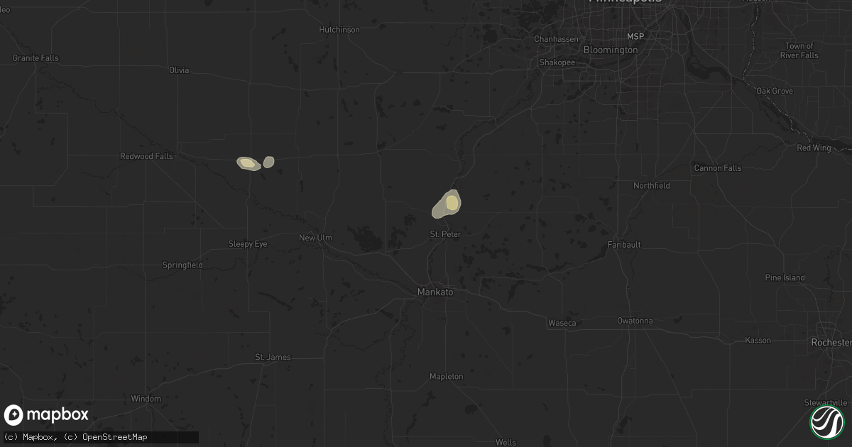 Hail map in Saint Peter, MN on July 21, 2024