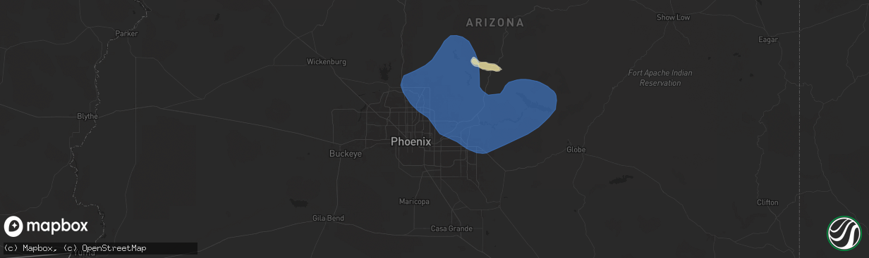 Hail map in Scottsdale, AZ on July 21, 2024