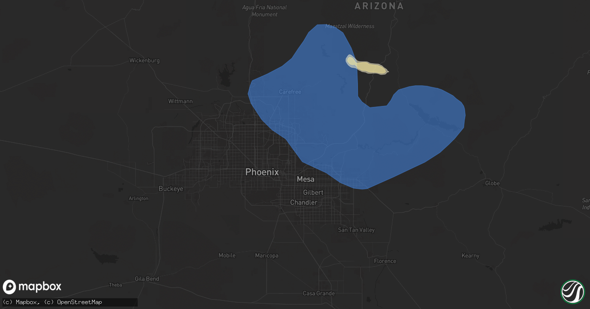 Hail map in Scottsdale, AZ on July 21, 2024