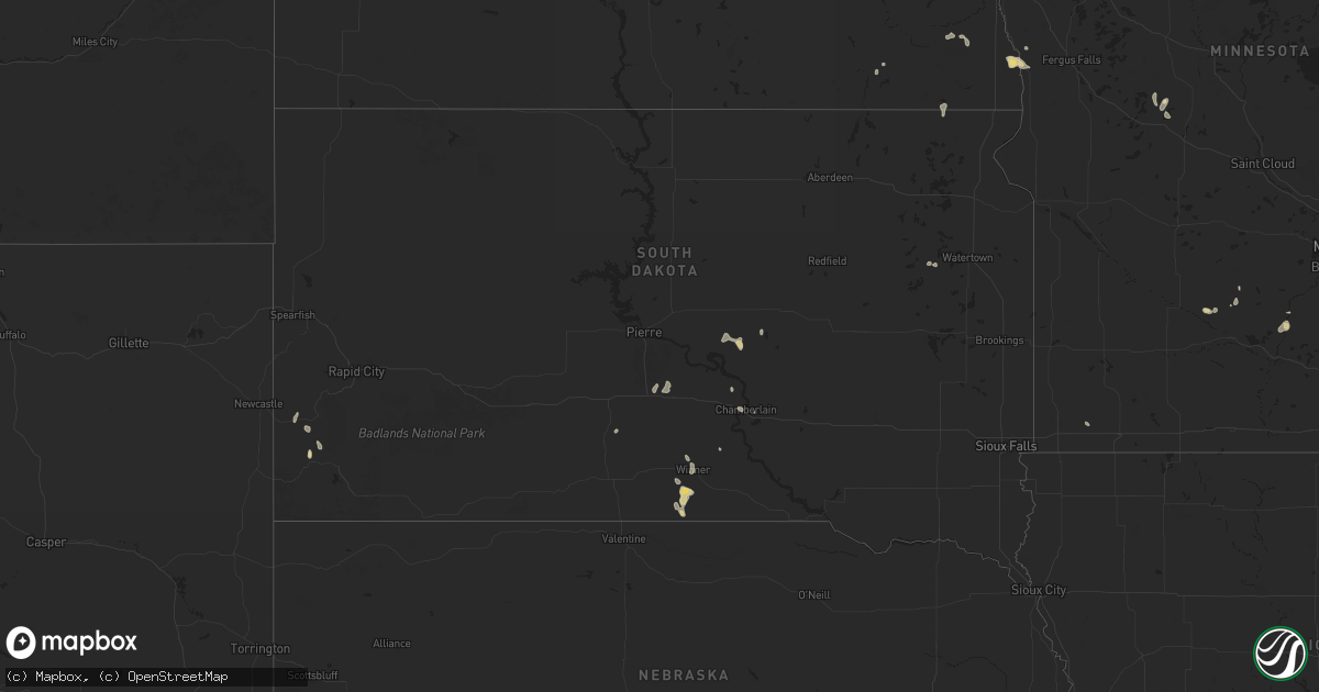 Hail map in South Dakota on July 21, 2024