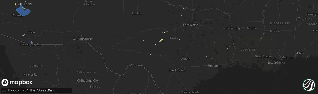 Hail map in Texas on July 21, 2024