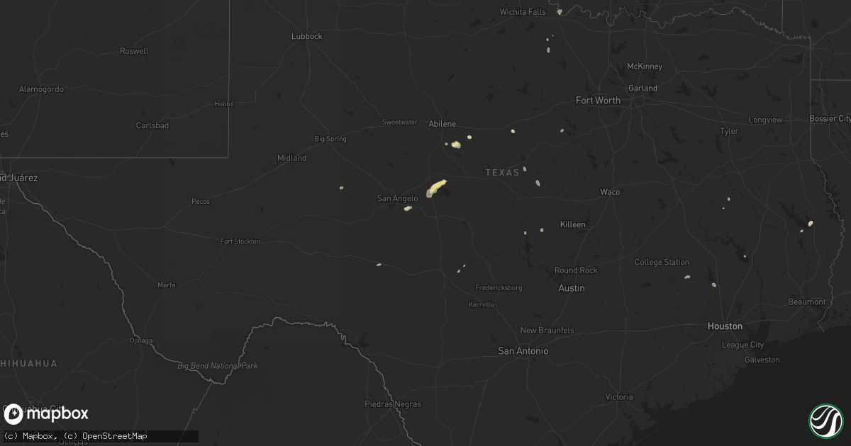 Hail map in Texas on July 21, 2024