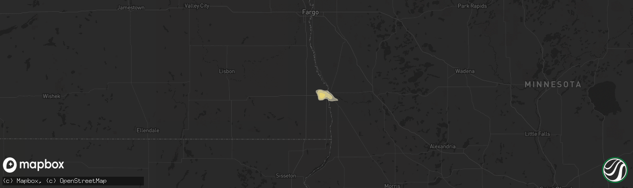 Hail map in Wahpeton, ND on July 21, 2024