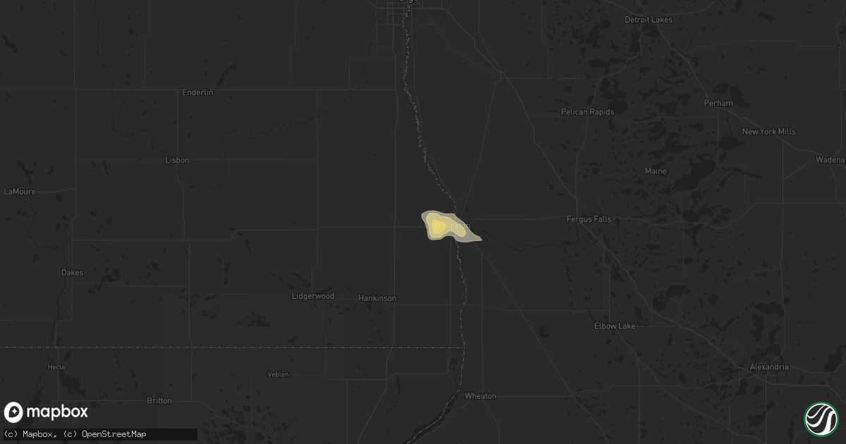 Hail map in Wahpeton, ND on July 21, 2024