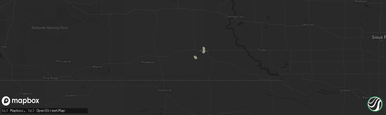 Hail map in Winner, SD on July 21, 2024