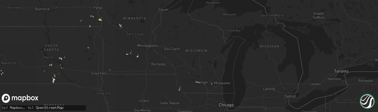 Hail map in Wisconsin on July 21, 2024