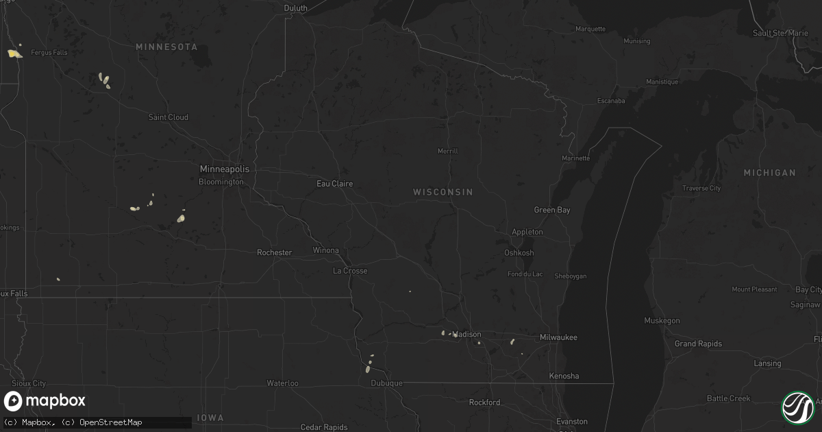 Hail map in Wisconsin on July 21, 2024