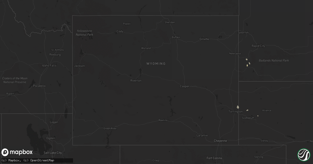 Hail map in Wyoming on July 21, 2024