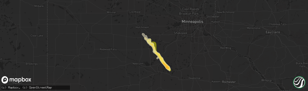 Hail map in Arlington, MN on July 21, 2025