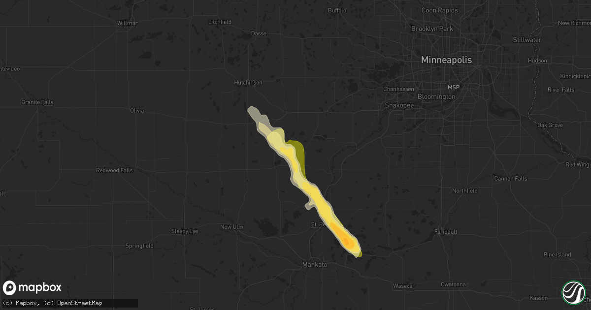 Hail map in Arlington, MN on July 21, 2025