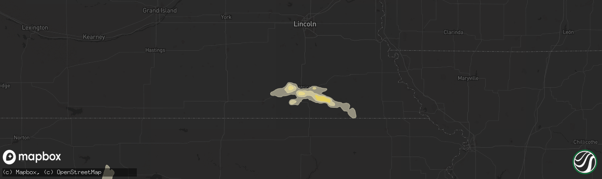 Hail map in Beatrice, NE on July 21, 2025