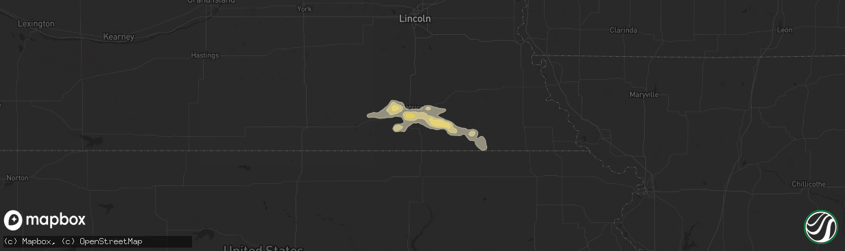 Hail map in Blue Springs, NE on July 21, 2025