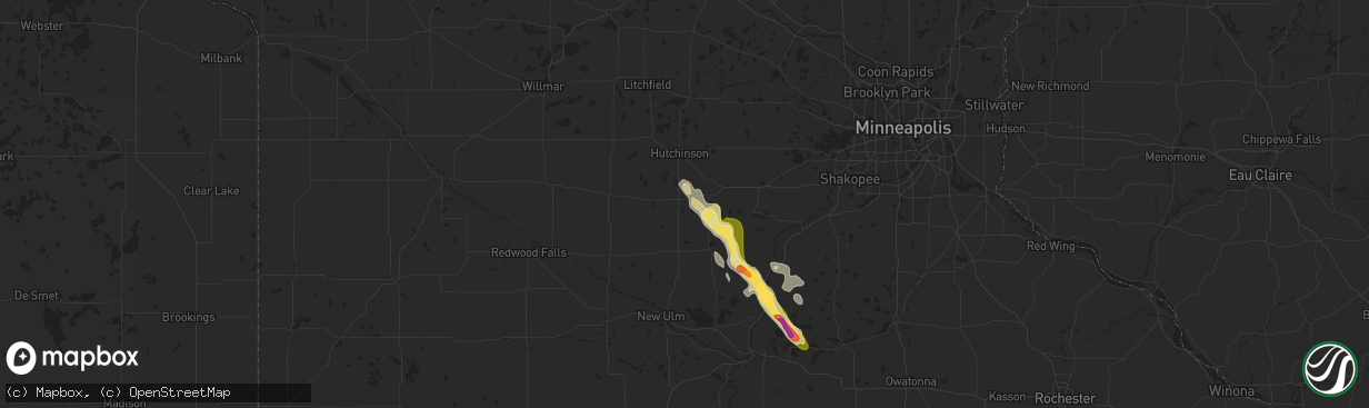 Hail map in Brownton, MN on July 21, 2025