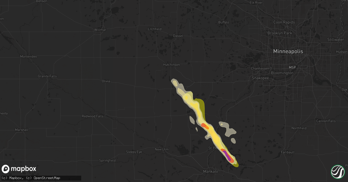 Hail map in Brownton, MN on July 21, 2025