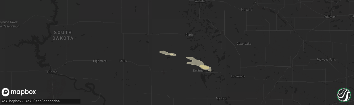 Hail map in Carpenter, SD on July 21, 2025