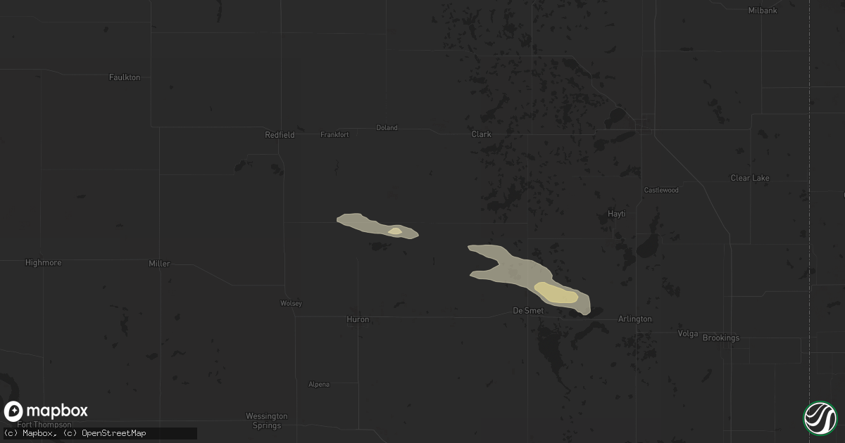 Hail map in Carpenter, SD on July 21, 2025