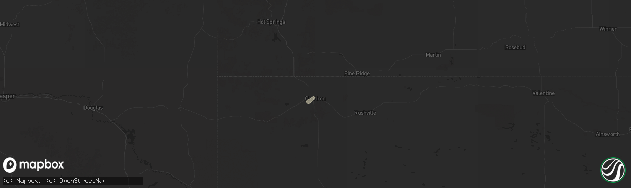 Hail map in Chadron, NE on July 21, 2025