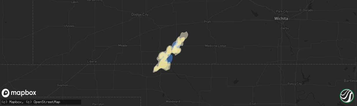 Hail map in Coldwater, KS on July 21, 2025