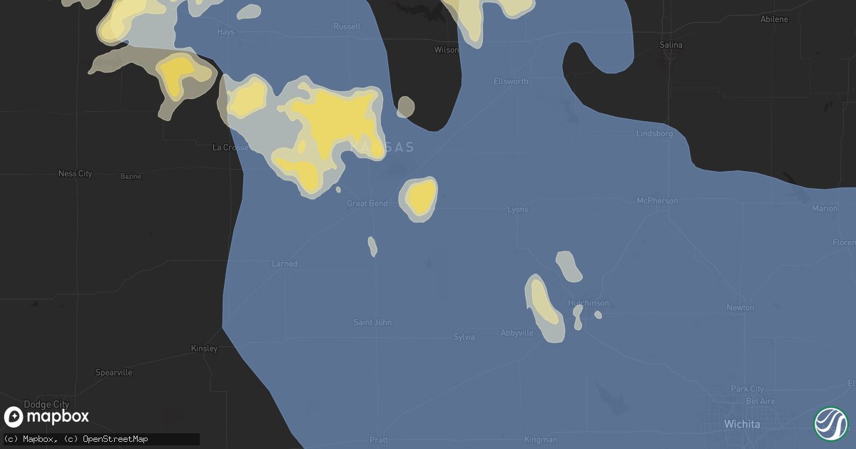 Hail map in Ellinwood, KS on July 21, 2025