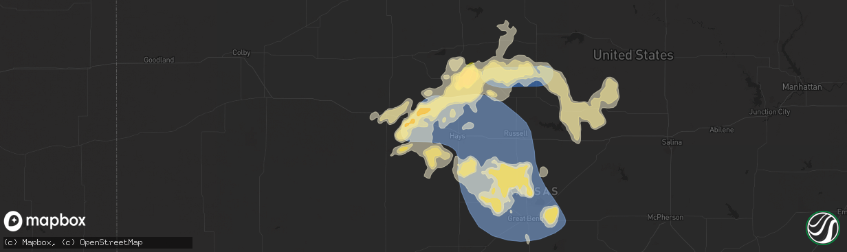 Hail map in Ellis, KS on July 21, 2025