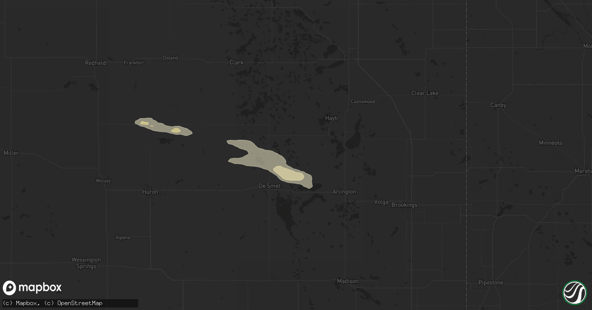 Hail map in Erwin, SD on July 21, 2025