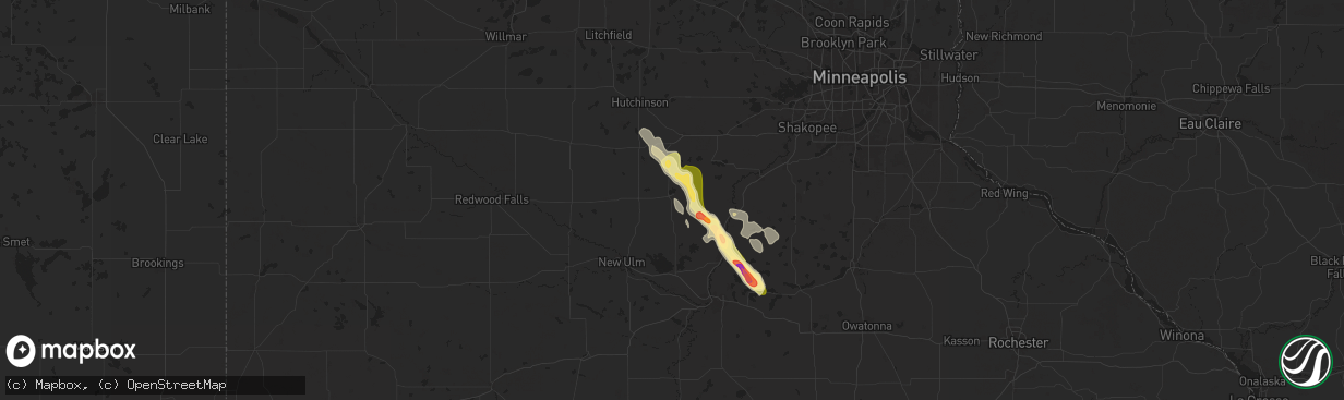 Hail map in Gaylord, MN on July 21, 2025