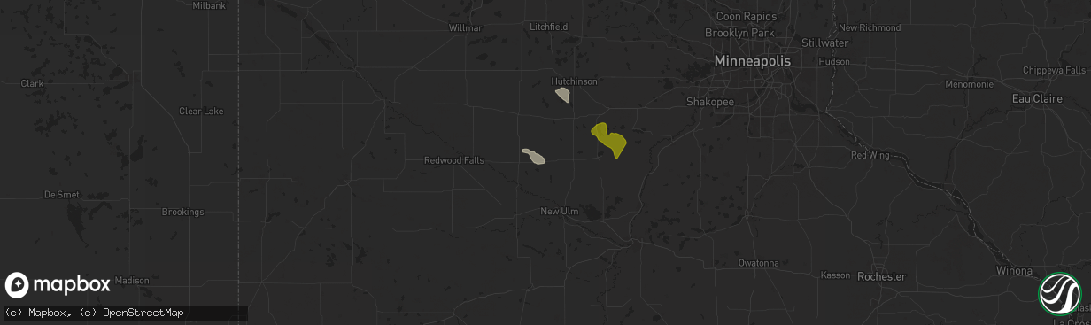 Hail map in Gibbon, MN on July 21, 2025
