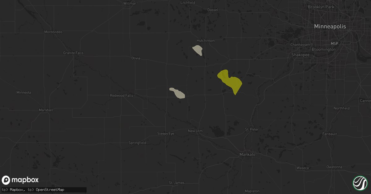 Hail map in Gibbon, MN on July 21, 2025