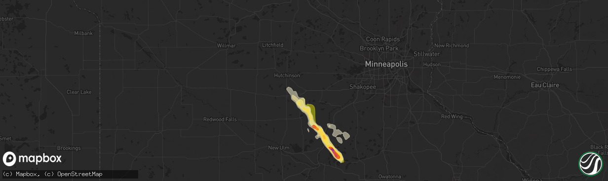 Hail map in Glencoe, MN on July 21, 2025