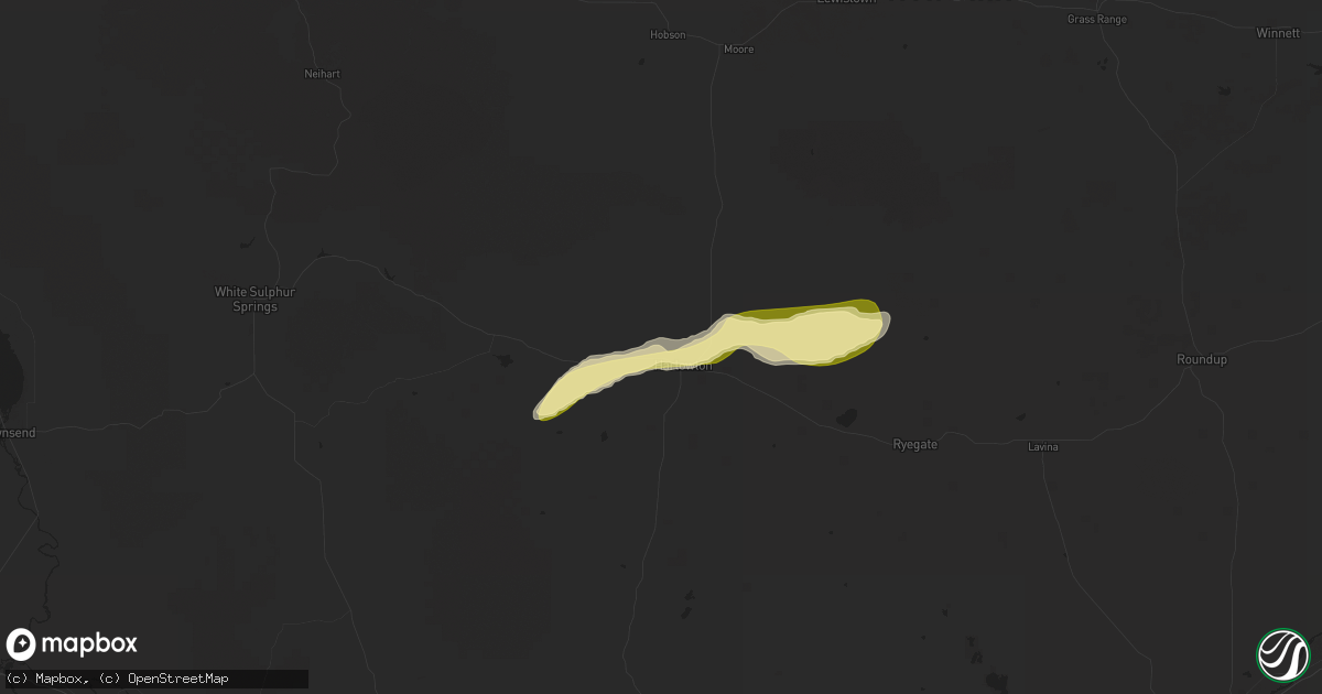 Hail map in Harlowton, MT on July 21, 2025
