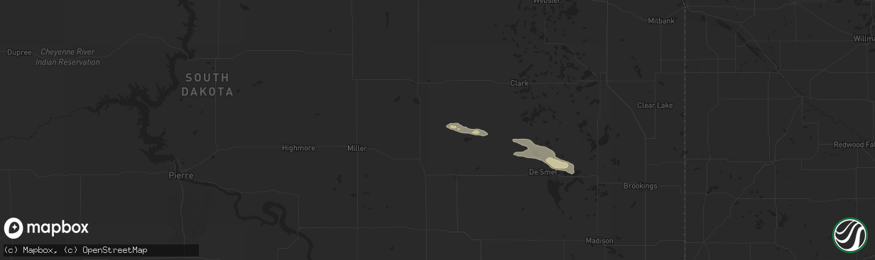 Hail map in Hitchcock, SD on July 21, 2025