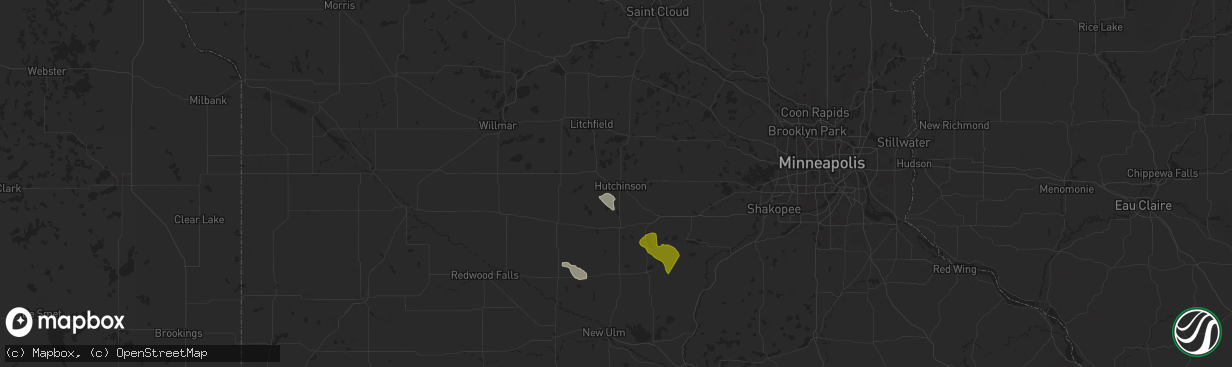 Hail map in Hutchinson, MN on July 21, 2025