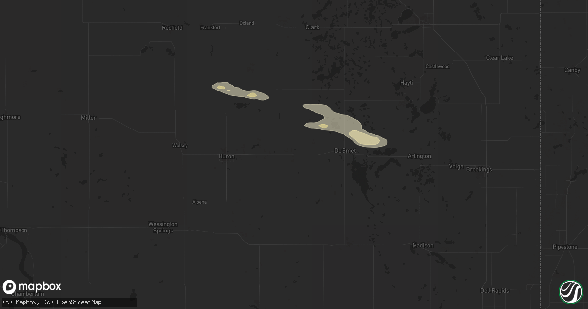 Hail map in Iroquois, SD on July 21, 2025