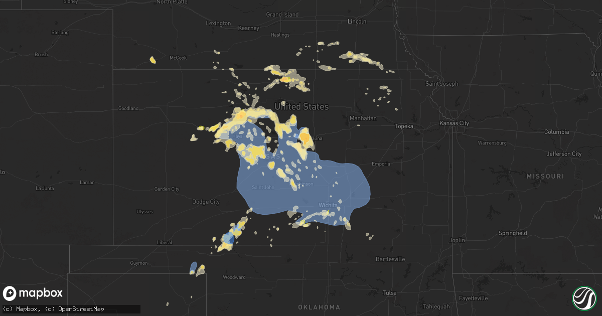 Hail map in Kansas on July 21, 2025